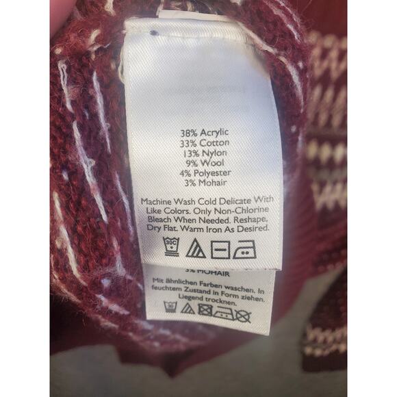 Eddie Bauer Women's Size Medium Red White & Gray Fair Isle Sweater - Picture 5 of 6
